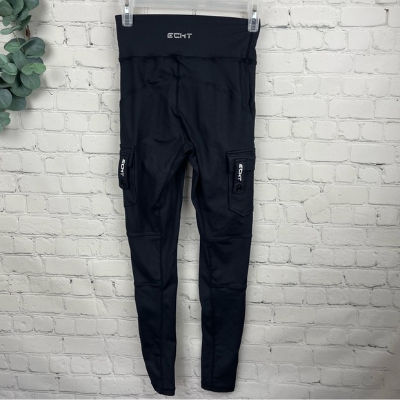 ECHT Black Cargo Leggings High Waist Size Small - Picture 2 of 5
